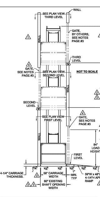 Hydraulic Freight Lift Transports Waste Removal Pipe Systems