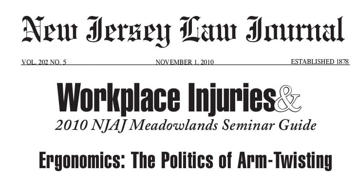 Workplace Injuries & 2010 NJAJ Meadowlands Seminar Guide Image