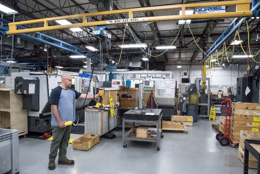 Aerospace Parts Manufacturer Improves Operational Safety and Efficiency with Gorbel® GS Series Hoist Image