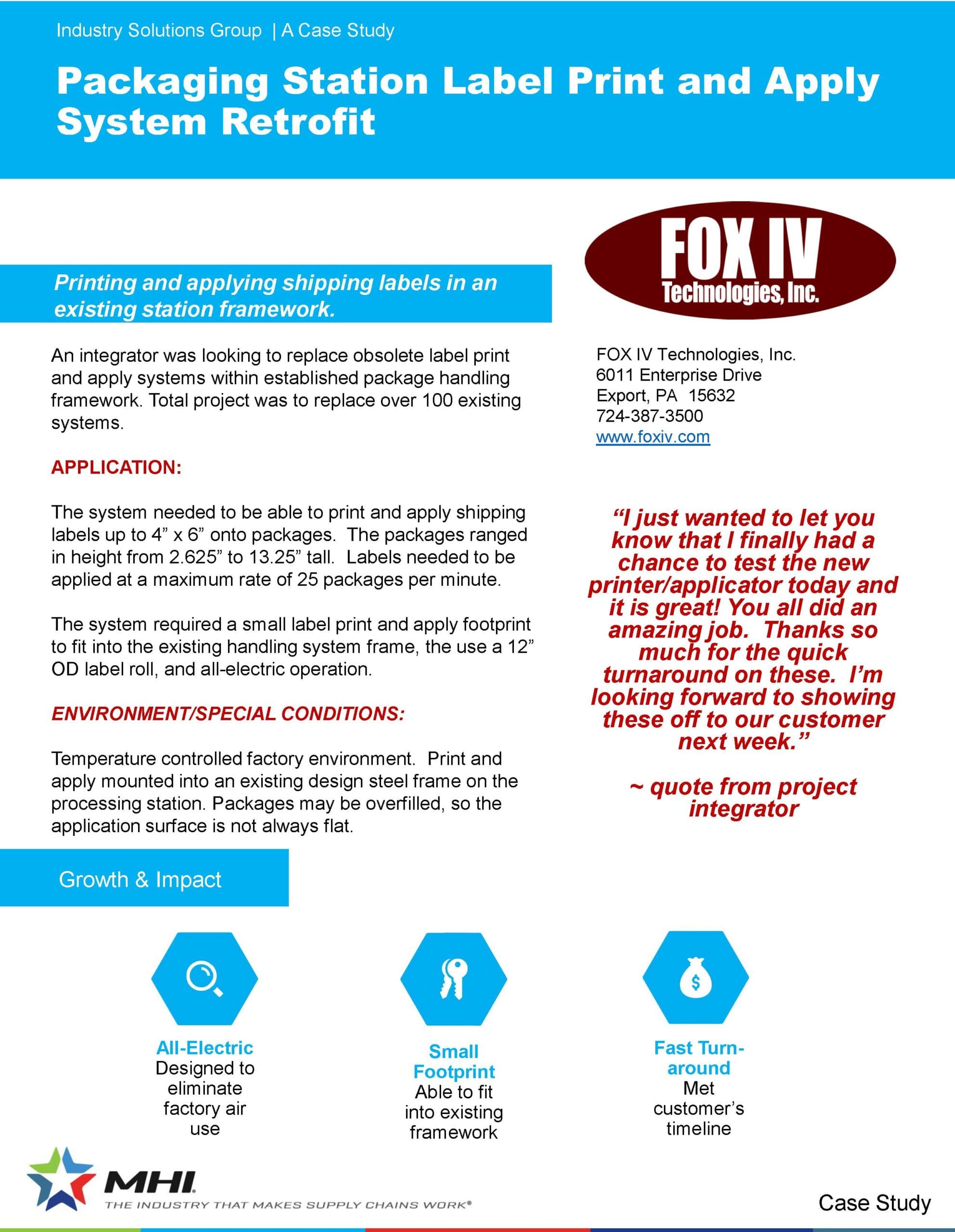 Packaging Station Label Print and Apply System Retrofit Image