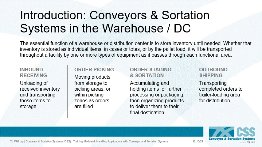Conveyor and Sortation Essentials - Module 4 - Handling Applications