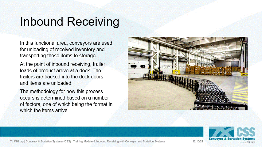 Conveyor and Sortation Essentials - Module 5 - Inbound Receiving Image