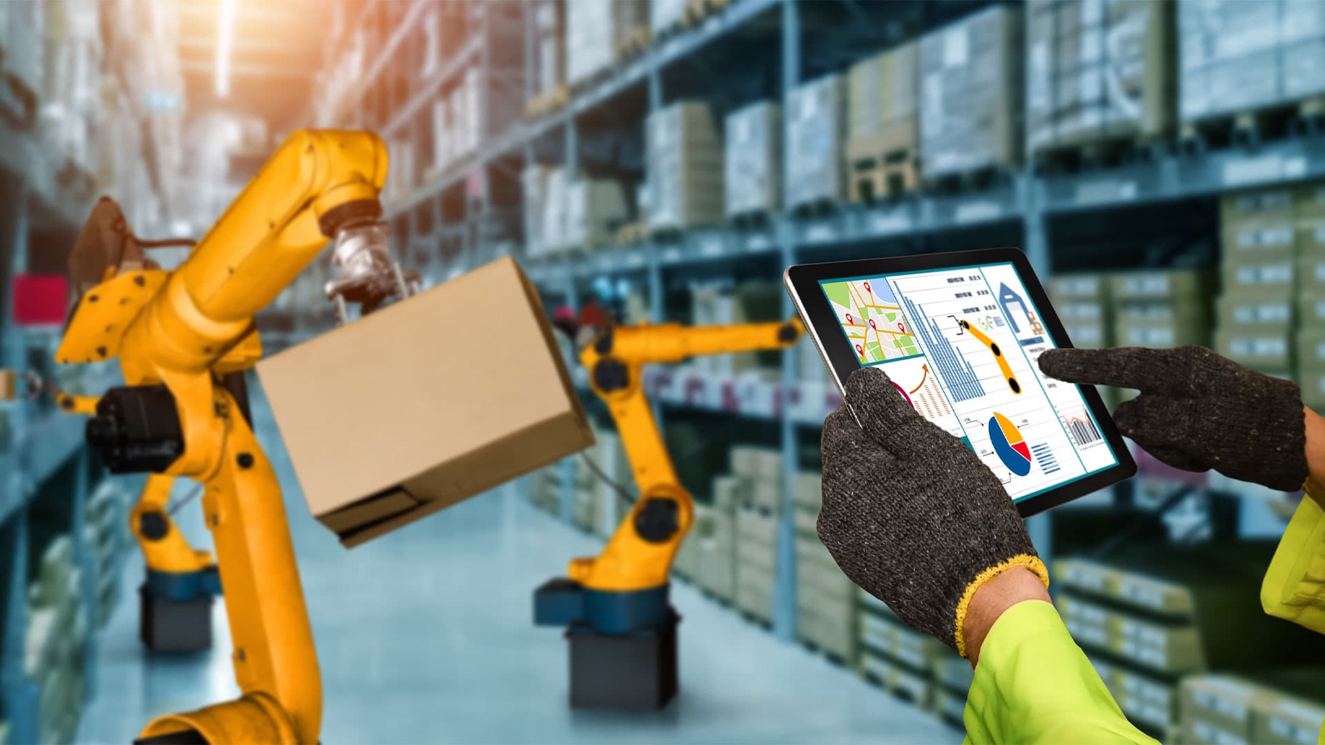 Smart robot arm systems for innovative warehouse and factory digital technology
