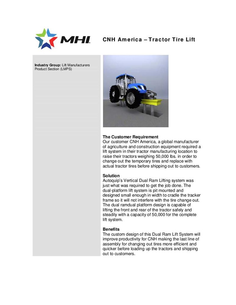 CNH America – Tractor Tire Lift