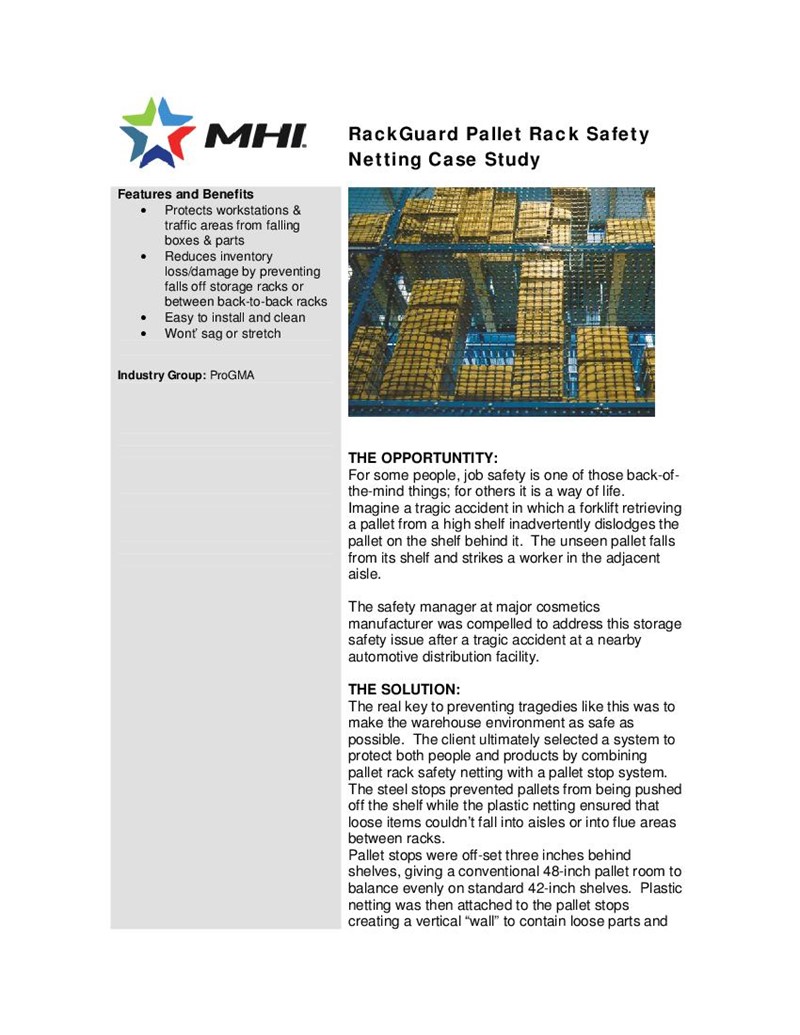 RackGuard Pallet Rack Safety Netting Case Study