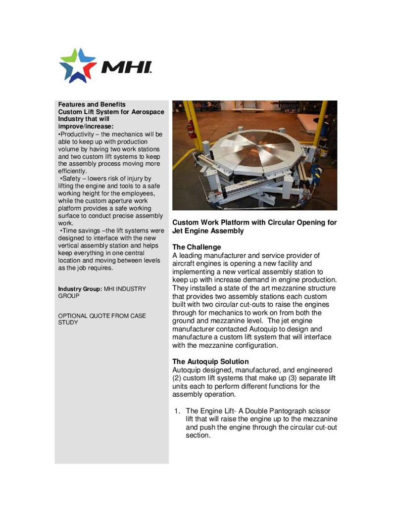 Custom Work Platform with Circular Opening for Jet Engine Assembly