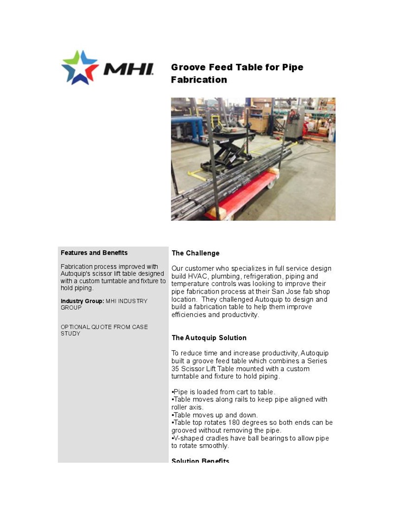 Groove Feed Table for Pipe Fabrication