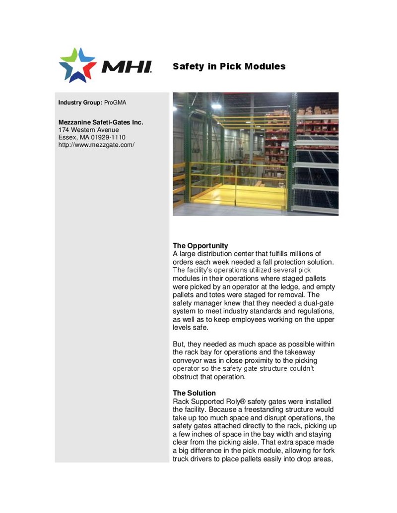 Safety in Pick Modules