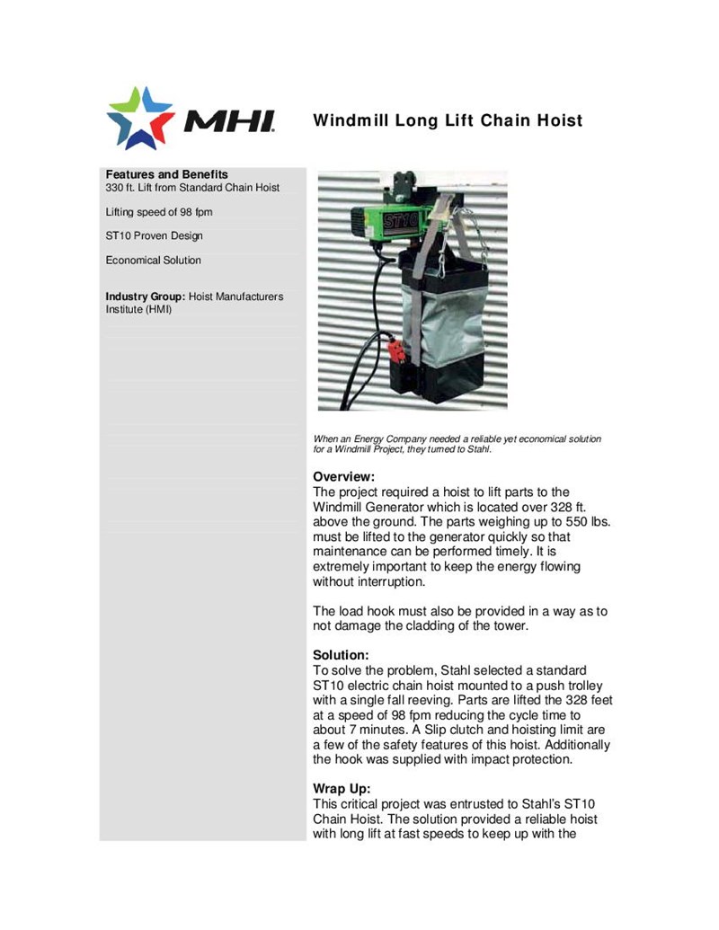 Windmill Long Lift Chain Hoist