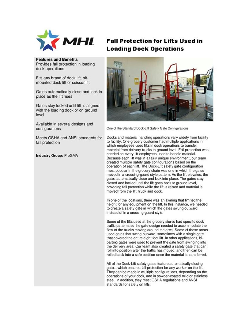 Fall Protection for Lifts Used in Loading Dock Operations