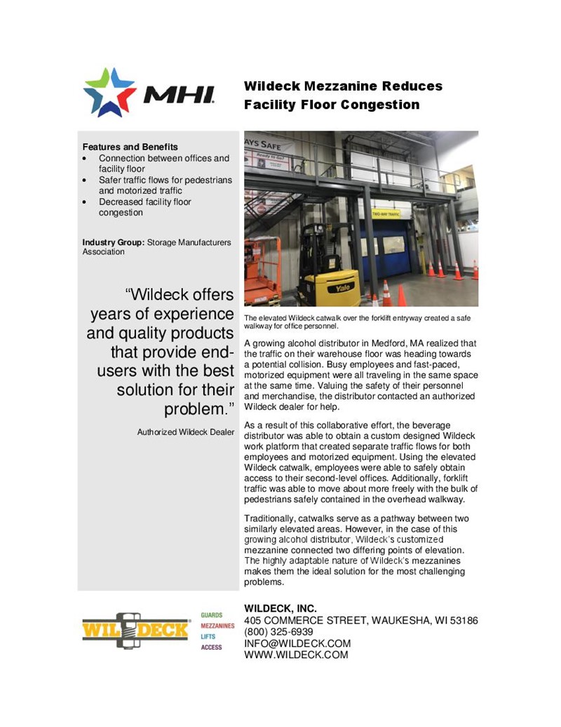 Wildeck Mezzanine Reduces Facility Floor Congestion