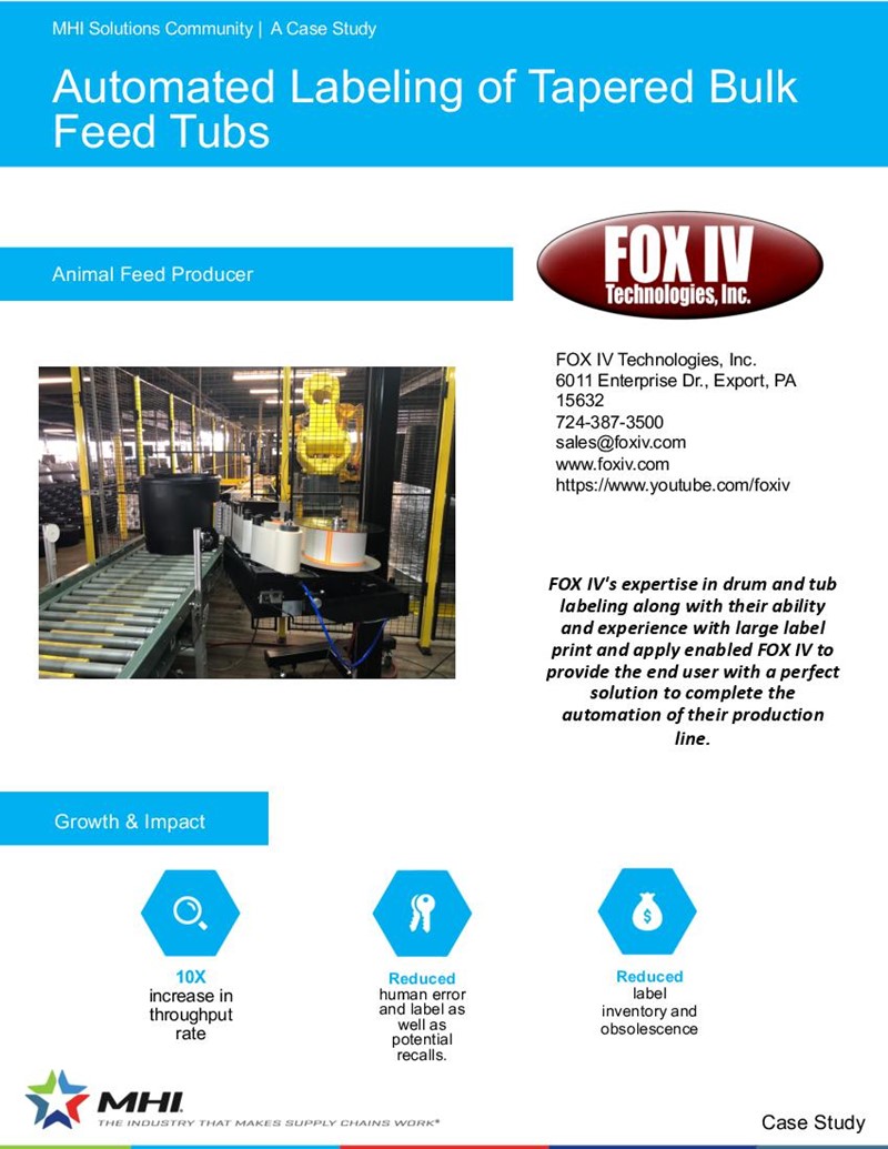 Automated Labeling of Tapered Bulk Feed Tubs