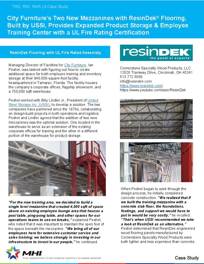 City Furniture’s New Mezzanines Built by USSI, uses ResinDek Flooring for UL Fire Rated Certificate