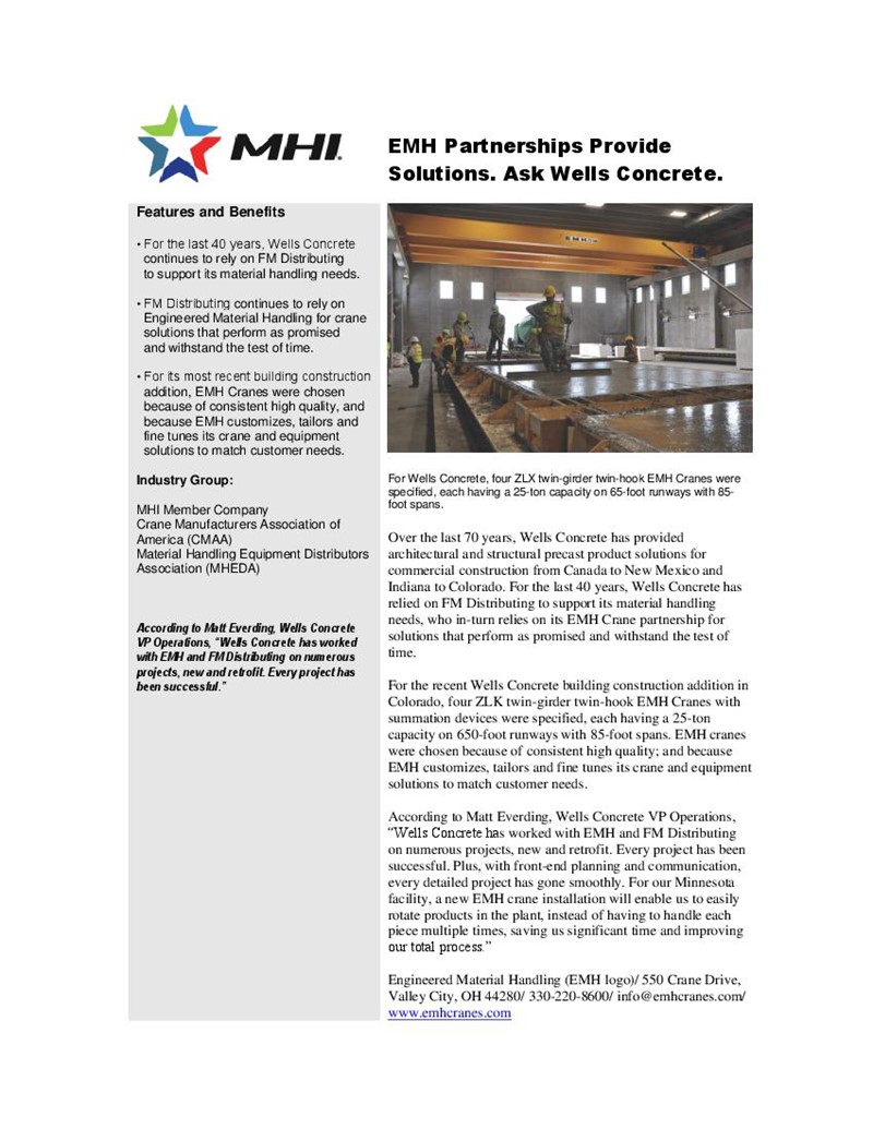 EMH Partnerships Provide Solutions. Ask Wells Concrete.
