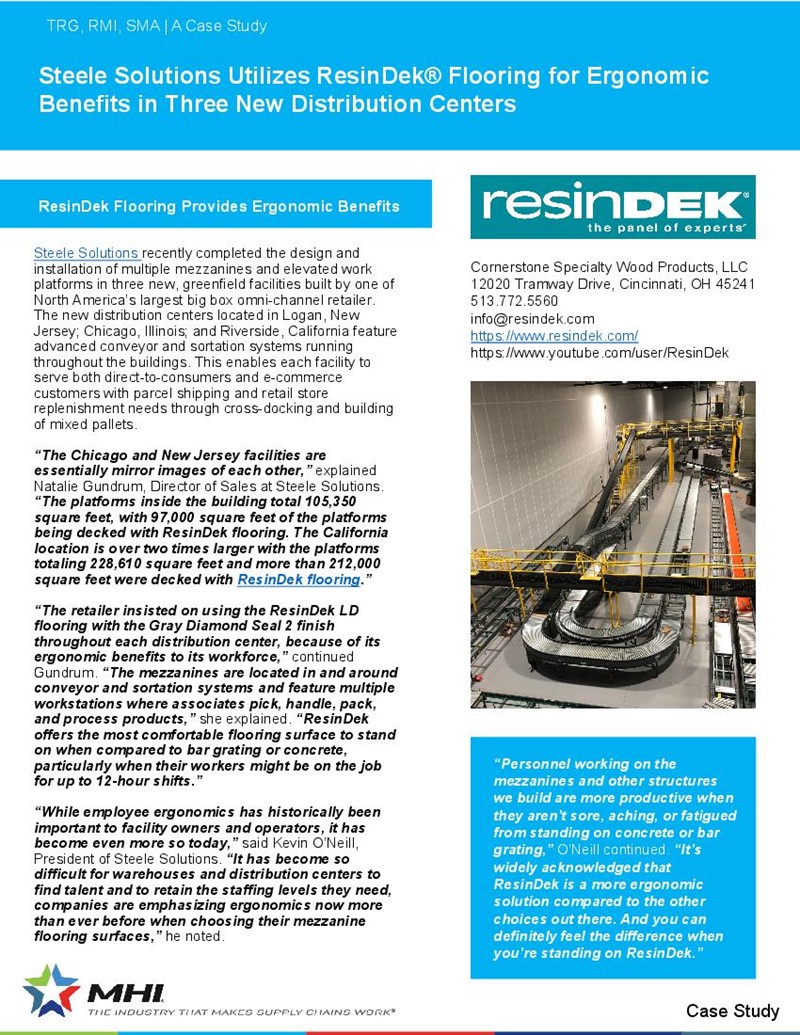 Steele Solutions Utilizes ResinDek® Flooring for Ergonomic Benefits in Three New Distribution Centers