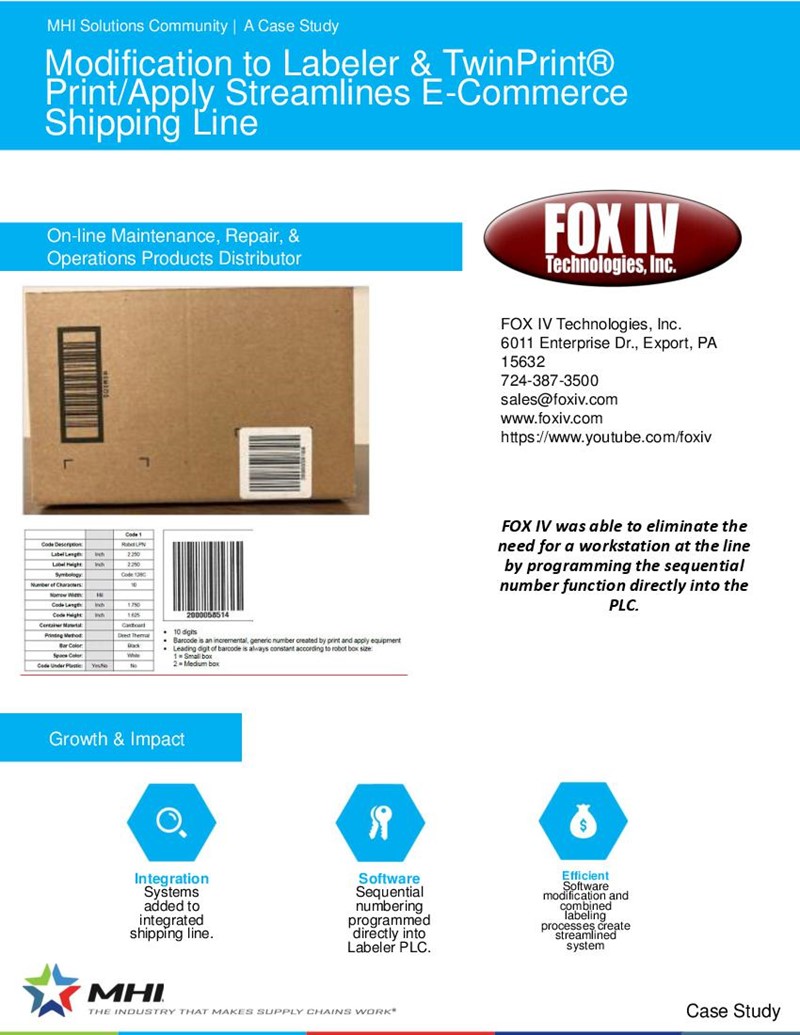 Modification to Labeler & TwinPrint® Print/Apply Streamlines E-Commerce Shipping Line