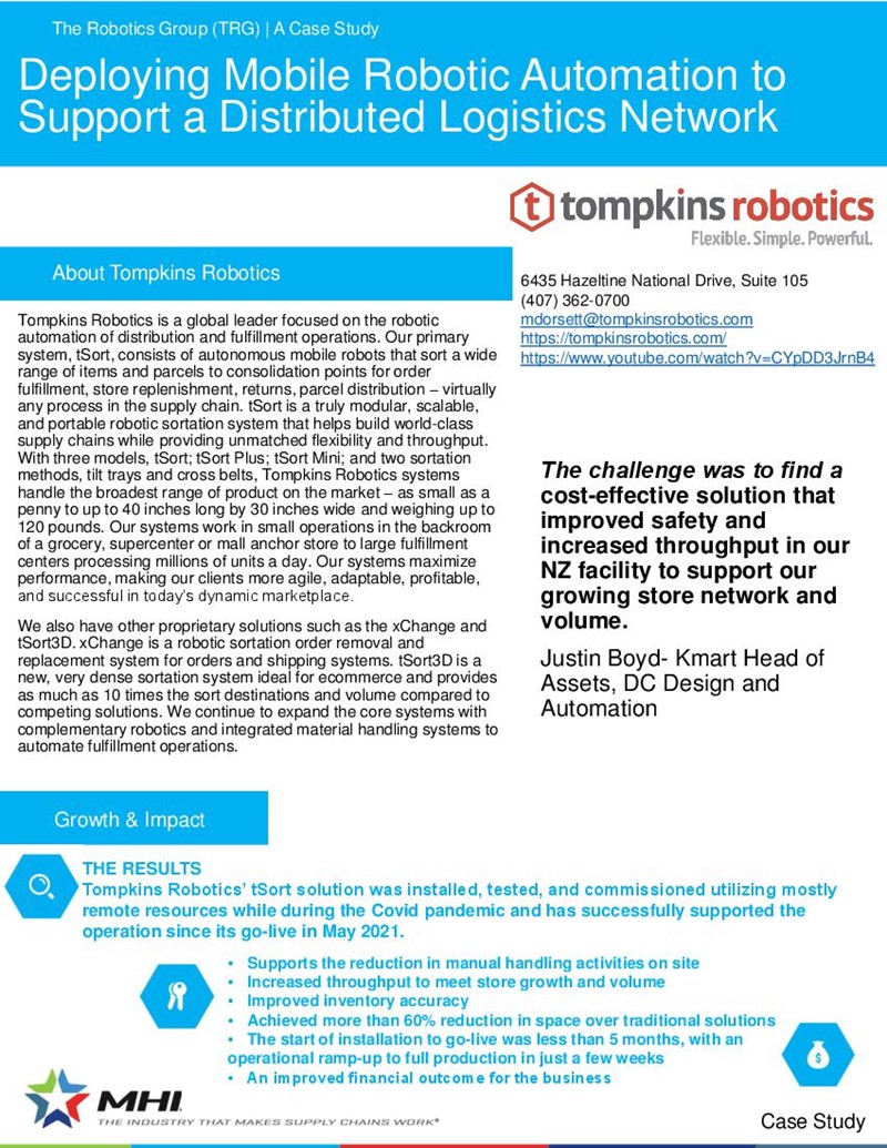 Tompkins Robotics’ Mobile Robots Deliver Big Bene?ts for Kmart Australia