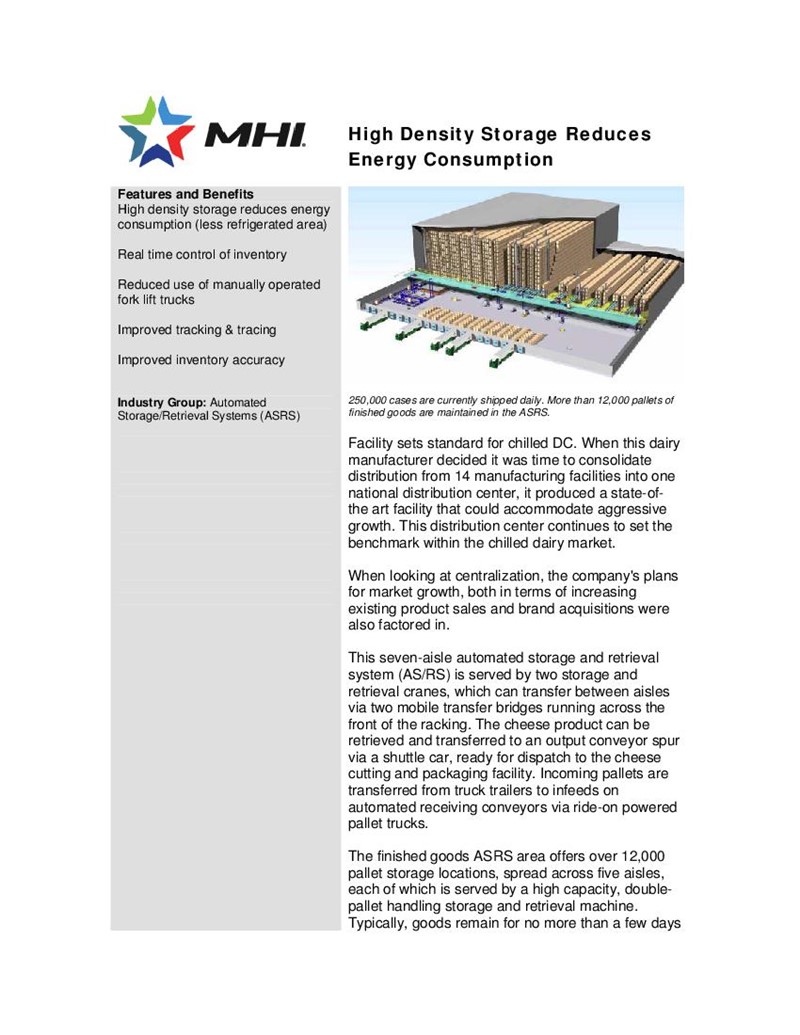High Density Storage Reduces Energy Consumption