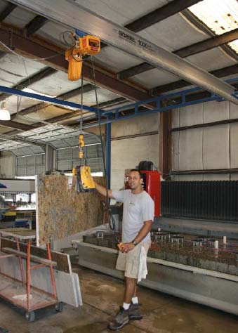 Work Station Crane Helps Protect Product And Workers In Fabricated Stone Industry