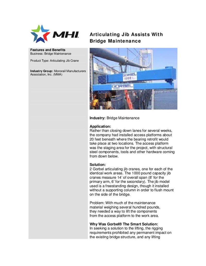 Articulating Jib Assists With Bridge Maintenance